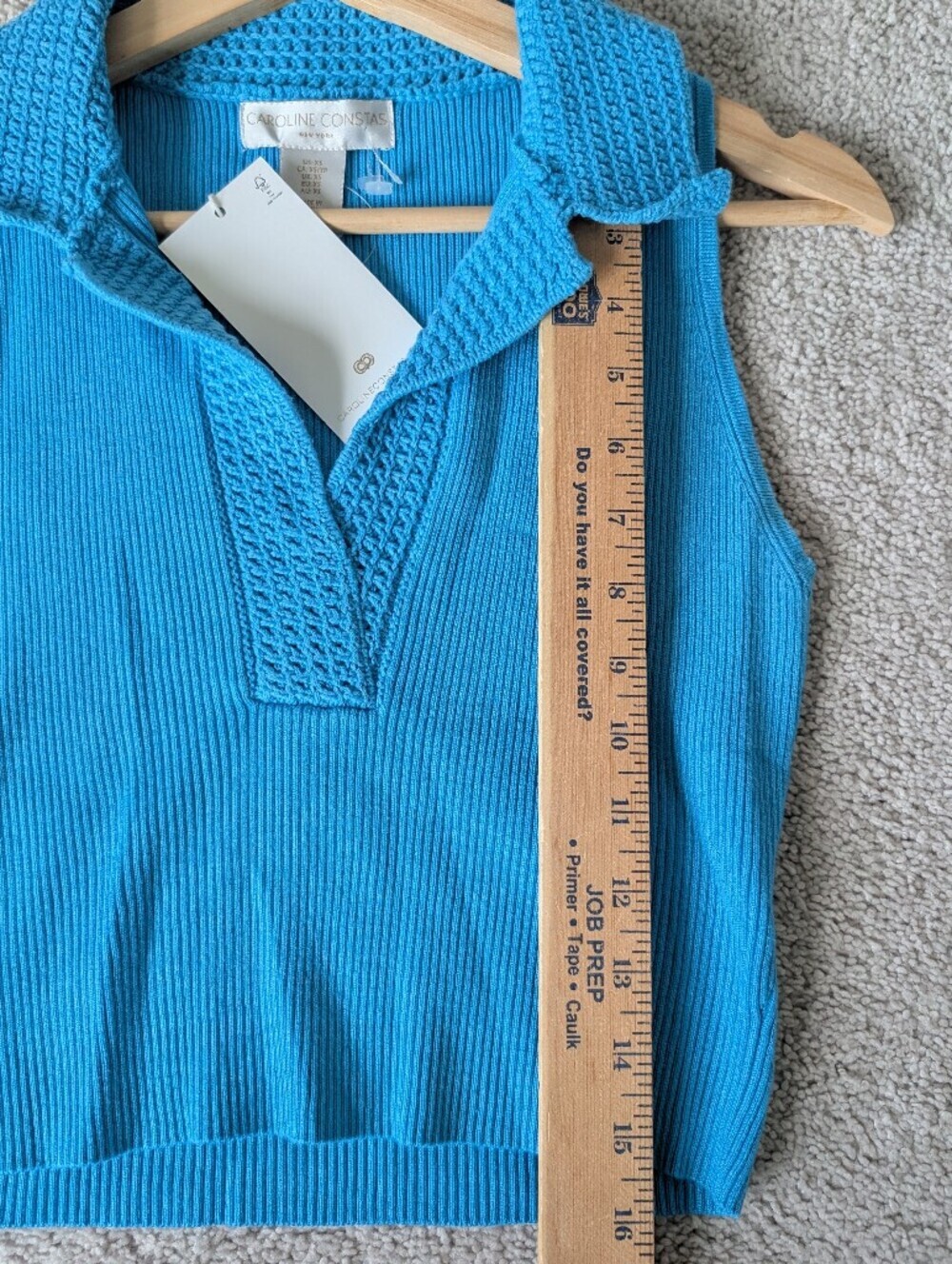 NWT Caroline Constas Ribbed Polo Crochet Collared Tank Top Women's Size XS - Picture 9 of 9